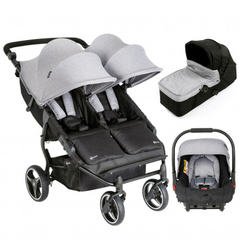 My Child Easy Twin 3.0 Slimline Double Stroller (65cm) Travel System & Carrycot - Grey