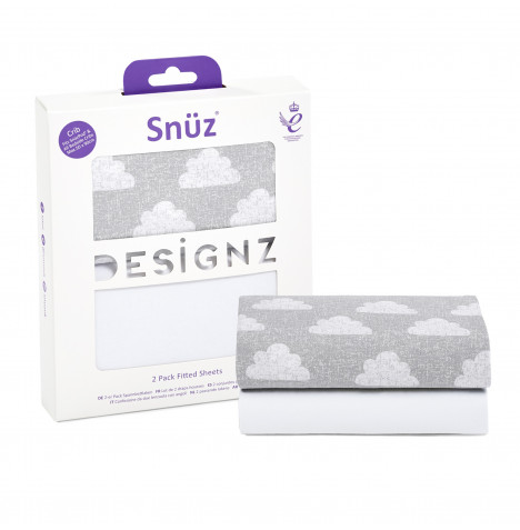 Snuz Crib Fitted Sheets (2 Pack) - Cloud Nine