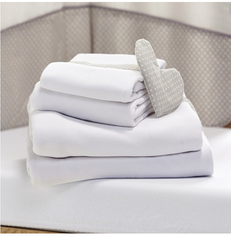 4Baby Moses Basket Fitted Jersey Sheets (2 Pack) - White