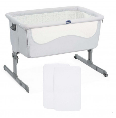 Chicco Next2Me Bedside Crib With 2 Fitted Sheets - Light Grey
