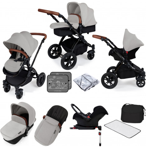Ickle bubba Stomp V3 Black All In One (Galaxy Car Seat) Travel System & ISOFIX Base - Silver