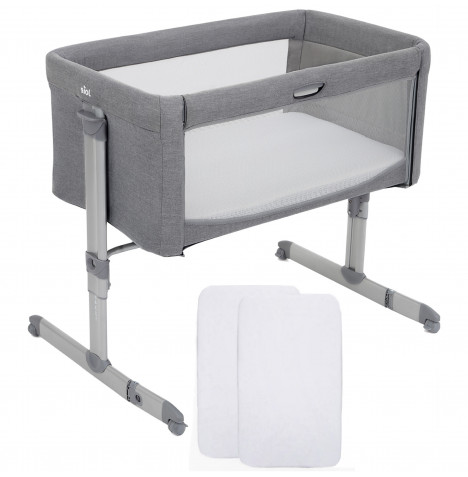 Joie Roomie Bedside Crib With 2 Fitted Sheets - Grey Flannel
