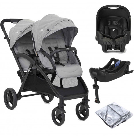 Joie Evalite Duo Tandem (Gemm) Travel System and Base - Grey Flannel