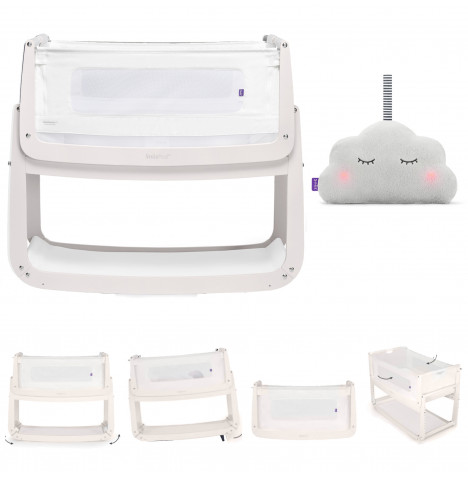 Snuz SnuzPod4 Bedside Crib 3 in 1 & Mattress With Free Snuzcloud Sleep Aid - Rose White