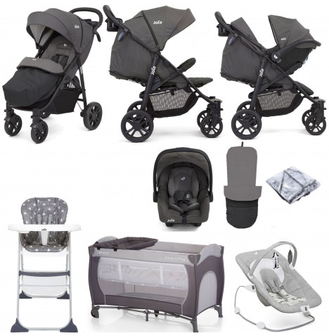 Joie Litetrax 4 Wheel (Gemm) Everything You Need Travel System Bundle - Coal