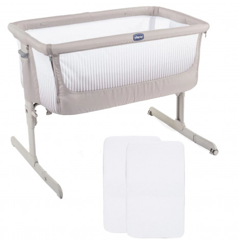 Chicco Next2Me Air 3 in 1 Bedside Crib With 2 Fitted Sheets - Dark Beige