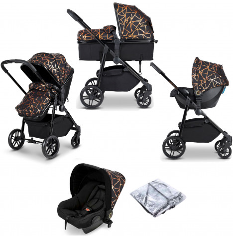 Ickle Bubba Moon 3 in 1 (Black Chassis) Travel System - Copper