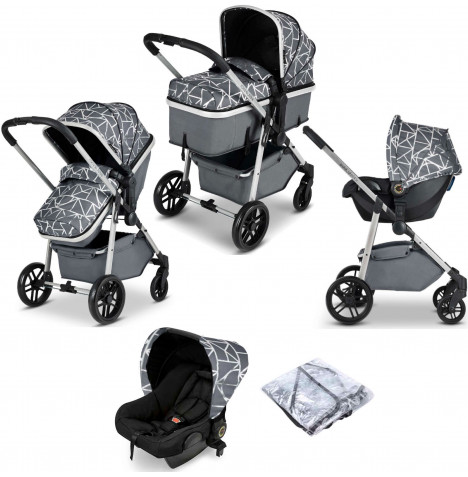 Ickle Bubba Moon 3 in 1 (Silver Chassis) Travel System - Sparkle