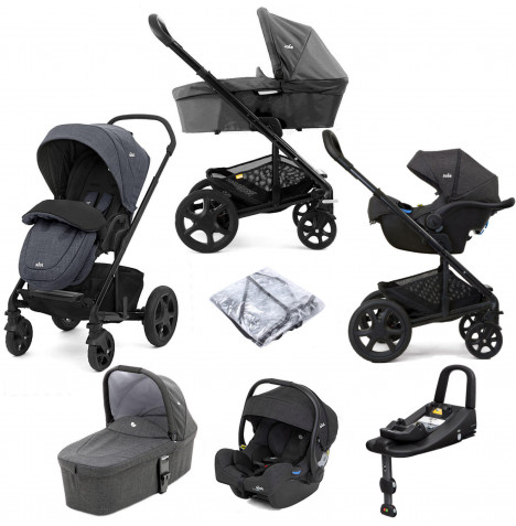 Joie Chrome DLX (i-Gemm 2 Car Seat) Travel System with Carrycot (inc Footmuff) & ISOFIX Base - Pavement