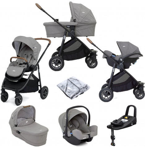 Joie Versatrax (i-Snug) Travel System with Carrycot & ISOFIX Base - Grey Flannel