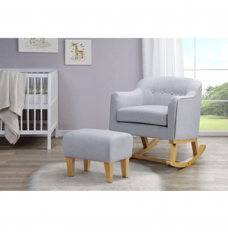 Babylo Haven Nursing Rocking Chair with Footstool - Grey