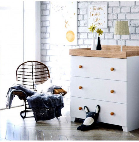 Classic Milano Dresser & Changing Table - White & Oak