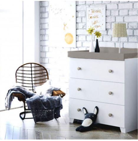 Little Acorns Classic Milano Dresser & Changing Table - White & Grey