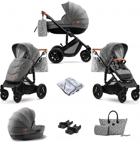 Kinderkraft 2in1 Prime Pushchair Stroller with Carrycot - Grey