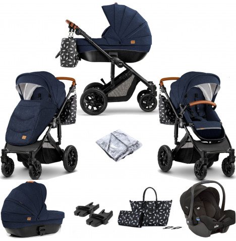 Kinderkraft Prime 2in1 (Gemm Car Seat) Travel System with Carrycot - Deep Navy