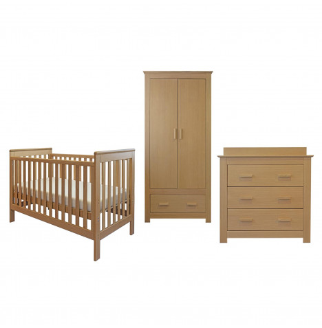 East Coast Blickling 5 Piece Nursery Furniture Room Set with Deluxe Maxi Air Cool Mattress - Oak