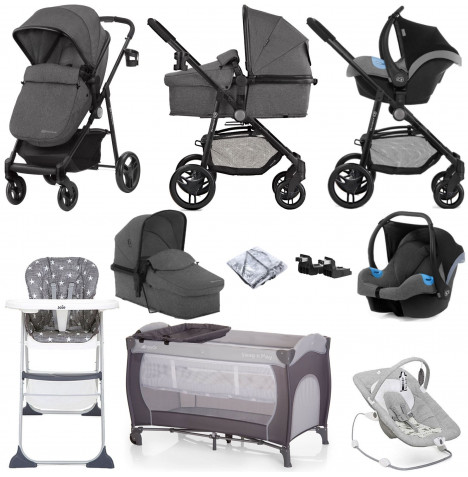 Kinderkraft Juli 3in1 (Mink Car Seat) Everything You Need Travel System Bundle with Carrycot - Grey
