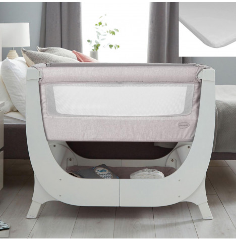 Shnuggle Air Bedside Crib & Mattress With Air Crib Waterproof Sheet - Stone Grey