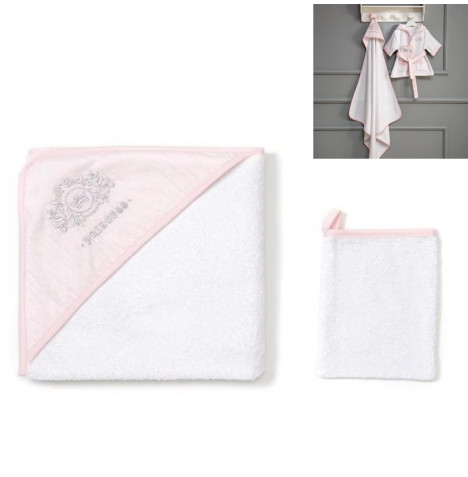 Mee-Go Princess Luxury Boutique Hooded Towel and Wash Mitt - Pink