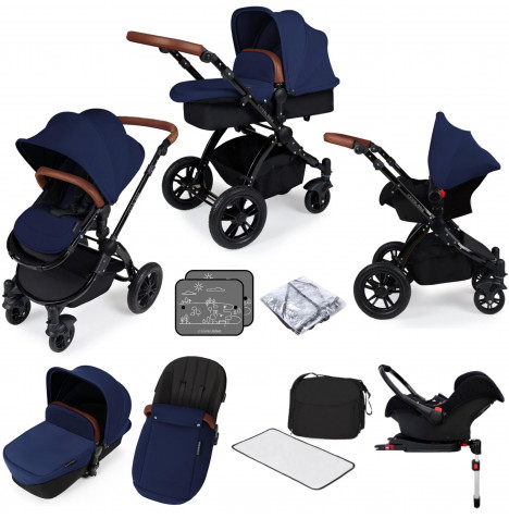 Ickle bubba Stomp V3 Black All In One (Galaxy) 11pc Travel System & Isofix Base - Navy