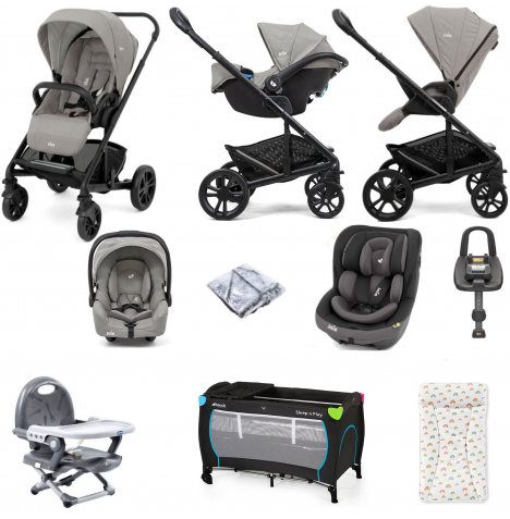Joie Chrome (Gemm & i-Venture) Everything You Need Travel System Bundle with ISOFIX Base - Pebble