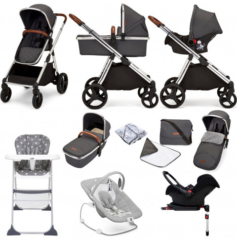 Ickle Bubba Eclipse Silver (Galaxy) 11pc Everything You Need Travel System Bundle - Graphite Grey