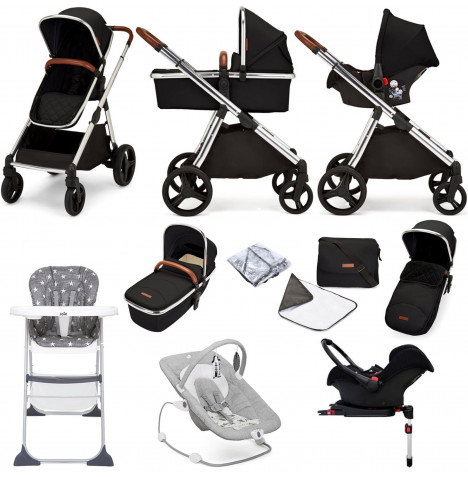 Ickle Bubba Eclipse Silver (Galaxy) 11pc Everything You Need Travel System Bundle - Jet Black