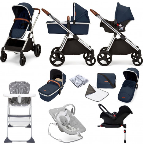 Ickle Bubba Eclipse Silver (Galaxy) 11pc Everything You Need Travel System Bundle - Midnight Blue