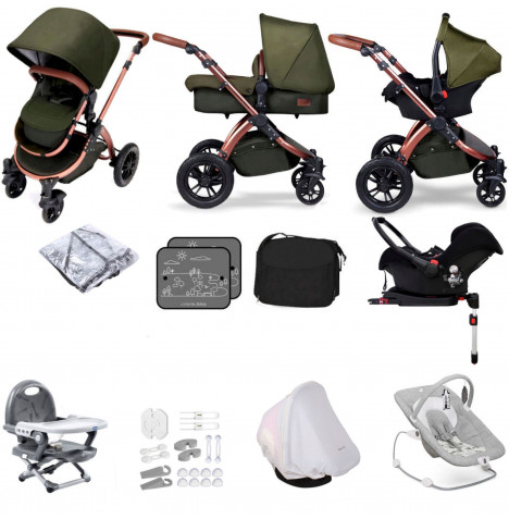 Ickle Bubba Special Edition Stomp V4 37 Piece (Galaxy) Everything You Need Travel System Bundle (With Base) - Woodland