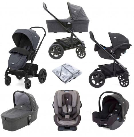 Joie Chrome DLX (i-Snug & Every Stage Car Seat) Travel System With Carrycot Bundle - Pavement
