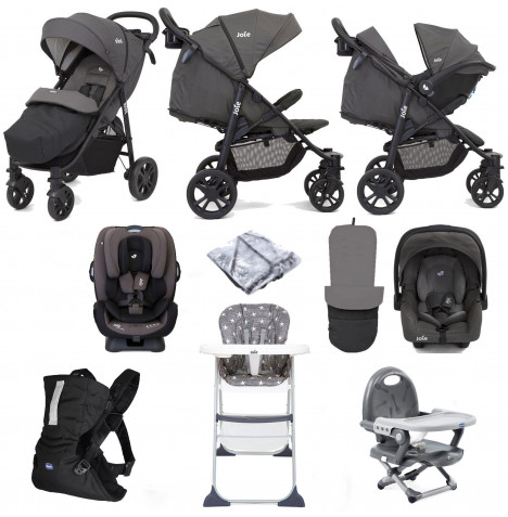 Joie Litetrax 4 Wheel (Gemm + Every Stage) Everything You Need Travel System Bundle - Coal
