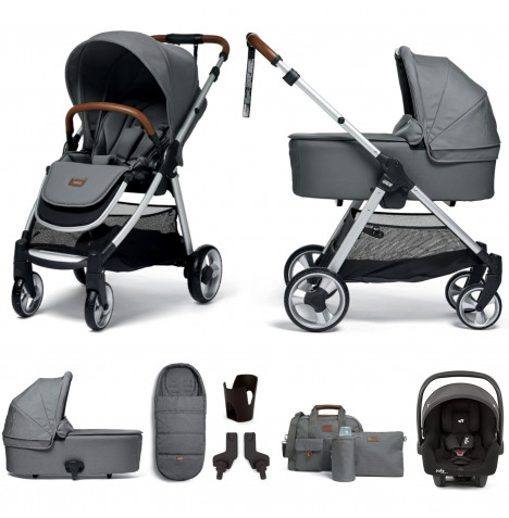 Mamas & Papas Flip XT2 7pc Essentials (i-Snug 2 Car Seat) Travel System with Carrycot - Fossil Grey