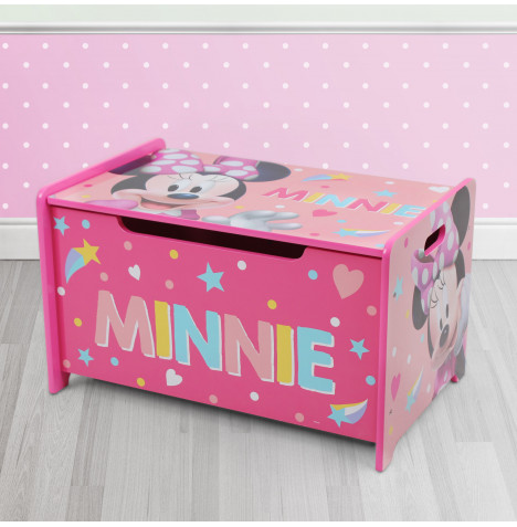 Nixy Children Deluxe Wooden Toy Box & Bench - Minnie Mouse