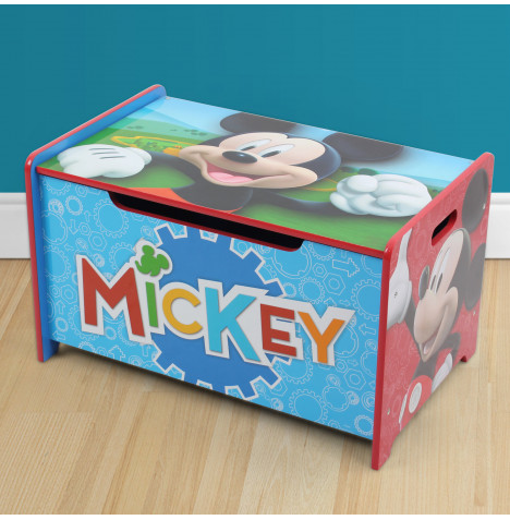 Nixy Children Deluxe Wooden Toy Box & Bench - Mickey Mouse