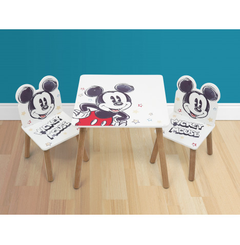 Nixy Children Wooden Table & Chairs Set - Classic Mickey Mouse