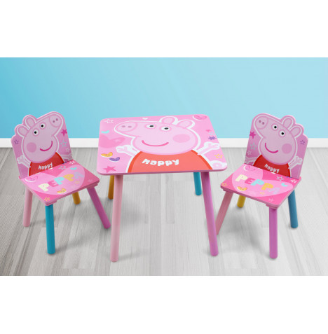 Nixy Children Wooden Table & Chairs Set - Peppa Pig
