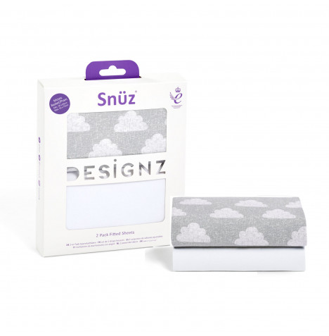 Snuz Twin Pack Moses Basket & Carrycot Sheets - Cloud 9