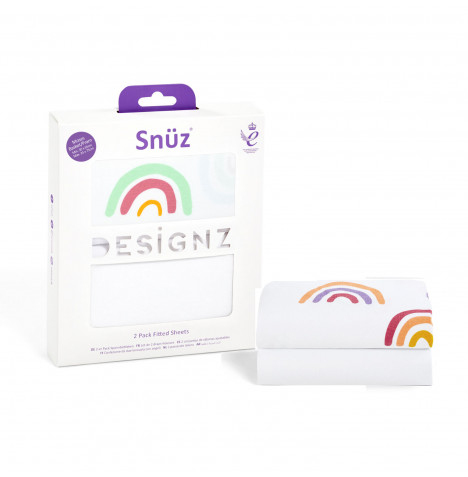Snuz Twin Pack Moses Basket & Carrycot Sheets - Rainbow
