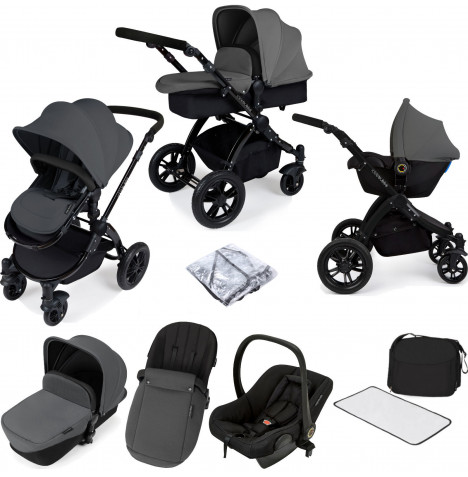 ickle bubba Stomp V2 (Black Frame) All In One (Astral) Travel System - Graphite Grey