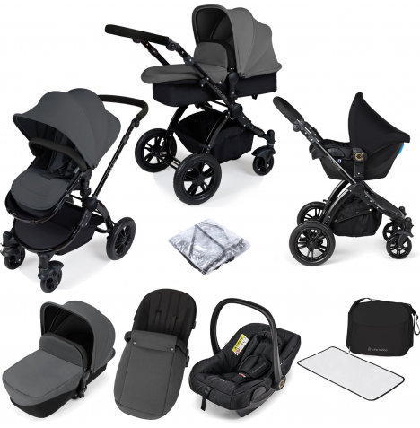 ickle bubba Stomp V2 (Black Frame) All In One (Astral) Travel System - Graphite Grey