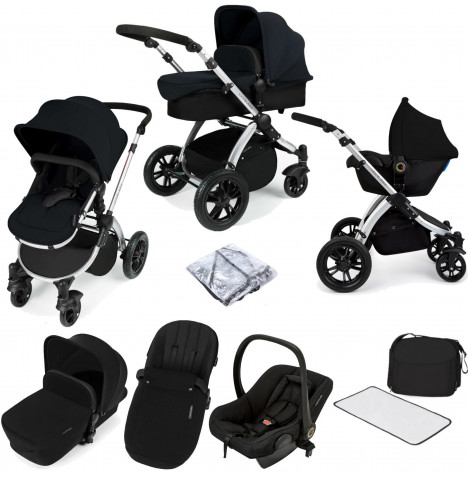 ickle bubba Stomp V2 (Silver Frame) All In One (Astral) Travel System - Black