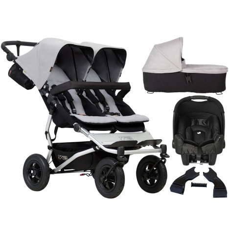 Mountain Buggy Duet V3 (Gemm) Travel System & Carrycot - Silver