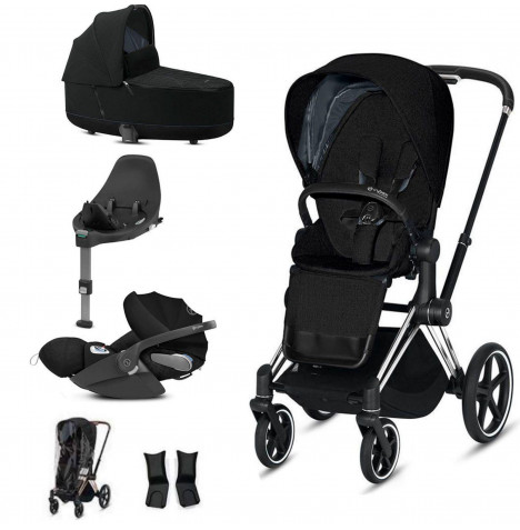 Cybex Priam Cloud Z i-Size Travel System with Carrycot & ISOFIX Base  - Deep Black