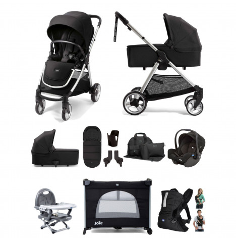 Mamas & Papas Flip XT2 10pc Essentials (Gemm Car Seat) Everything You Need Travel System Bundle with Carrycot - Black