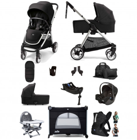 Mamas & Papas Flip XT2 12pc Essentials (Gemm Car Seat) Everything You Need Travel System Bundle with Carrycot & ISOFIX Base - Black