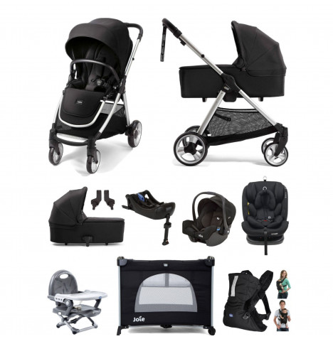 Mamas & Papas Flip XT2 10pc (Gemm 0+ & Lockton 0+123 Car Seat) Everything You Need Travel System Bundle with Carrycot & ISOFIX Base - Black