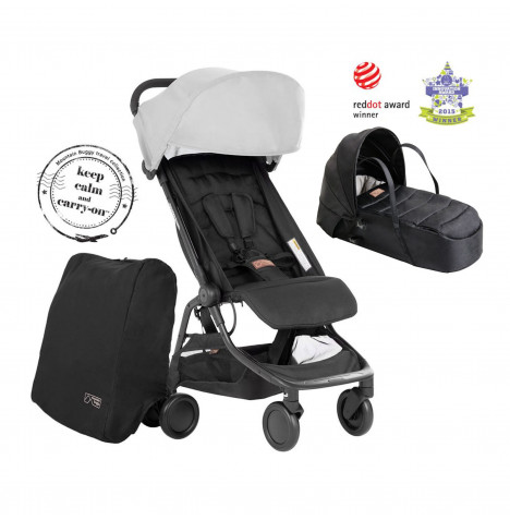Mountain Buggy Nano Pushchair with Cocoon Carrycot - Silver