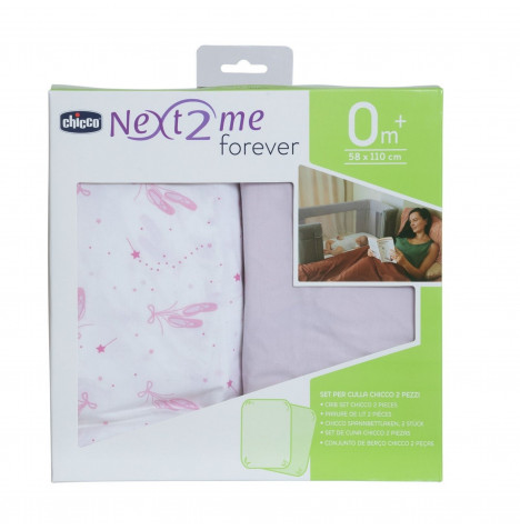 Chicco Original Next 2 Me Forever Fitted Sheets (Pack of 2) - Pink Ballet