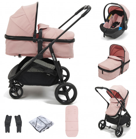 Puggle Monaco XT 2in1 Pram Pushchair Travel System - Blush Pink