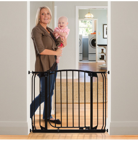 Dreambaby Chelsea Extra Tall Auto-Close Pressure Mounted Metal Safety Gate with 9cm Extension (Pack of 2) - Black (71-98cm)